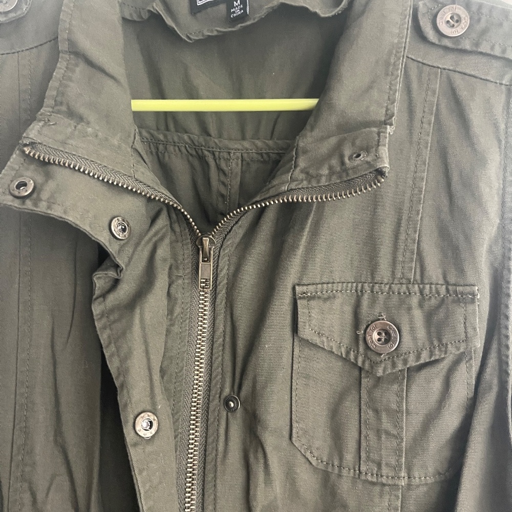 C'estToi women's olive green Utility Style Long Vest - Size M. #410 - Picture 6 of 13